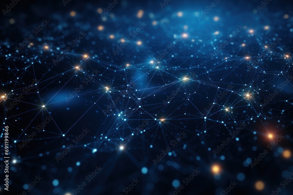 A wallpaper featuring a network of interconnected digital nodes and data streams A wallpaper featuring a network of interconnected digital nodes and data streams