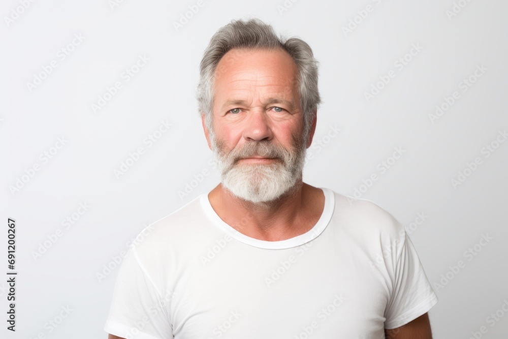 Portrait of a senior man with grey beard and mustache on white background Portrait of a senior man with grey beard and mustache on white background