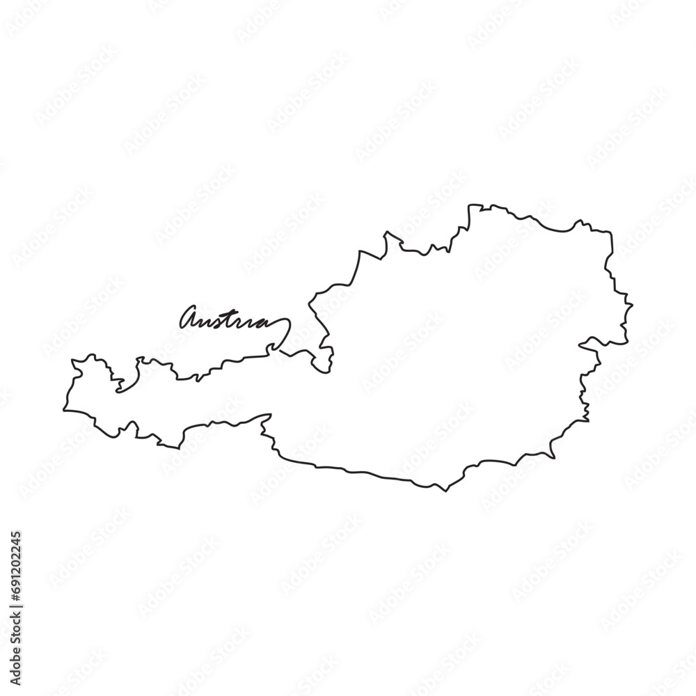 One continuous line drawing of country Map for Austrian vector illustration. Country map illustration simple linear style vector concept. Country territorial area and suitable for your asset design.