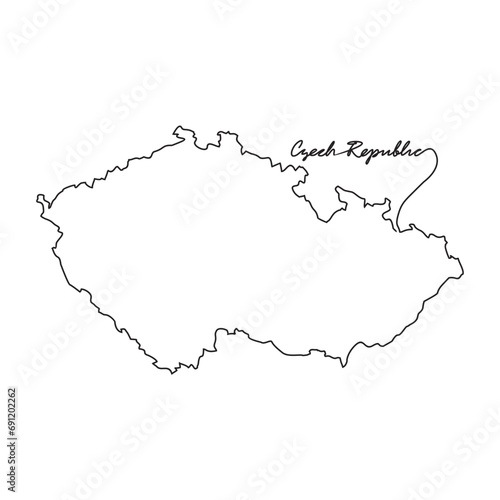 One continuous line drawing of country Map for Czech Republic vector illustration. Country map illustration simple linear style vector concept. Country territorial area and suitable for your asset