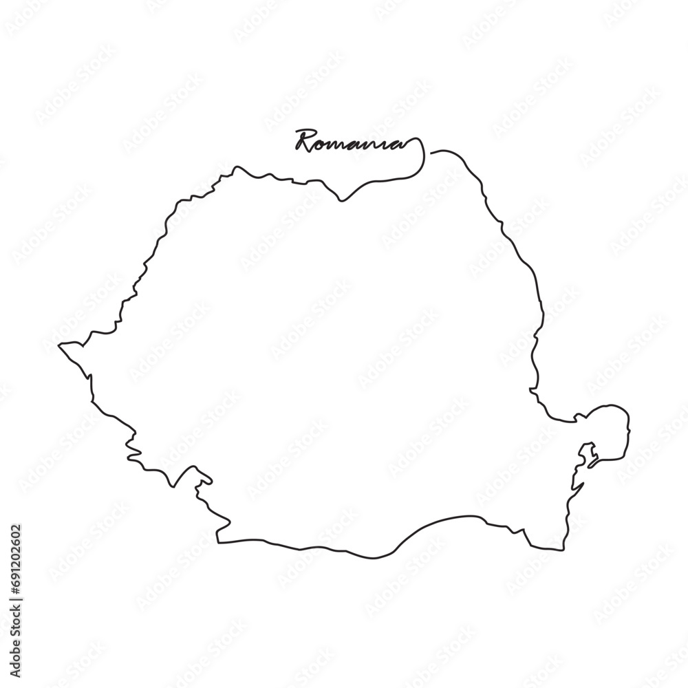 One continuous line drawing of country Map for Romania vector illustration. Country map illustration simple linear style vector concept. Country territorial area and suitable for your asset design.