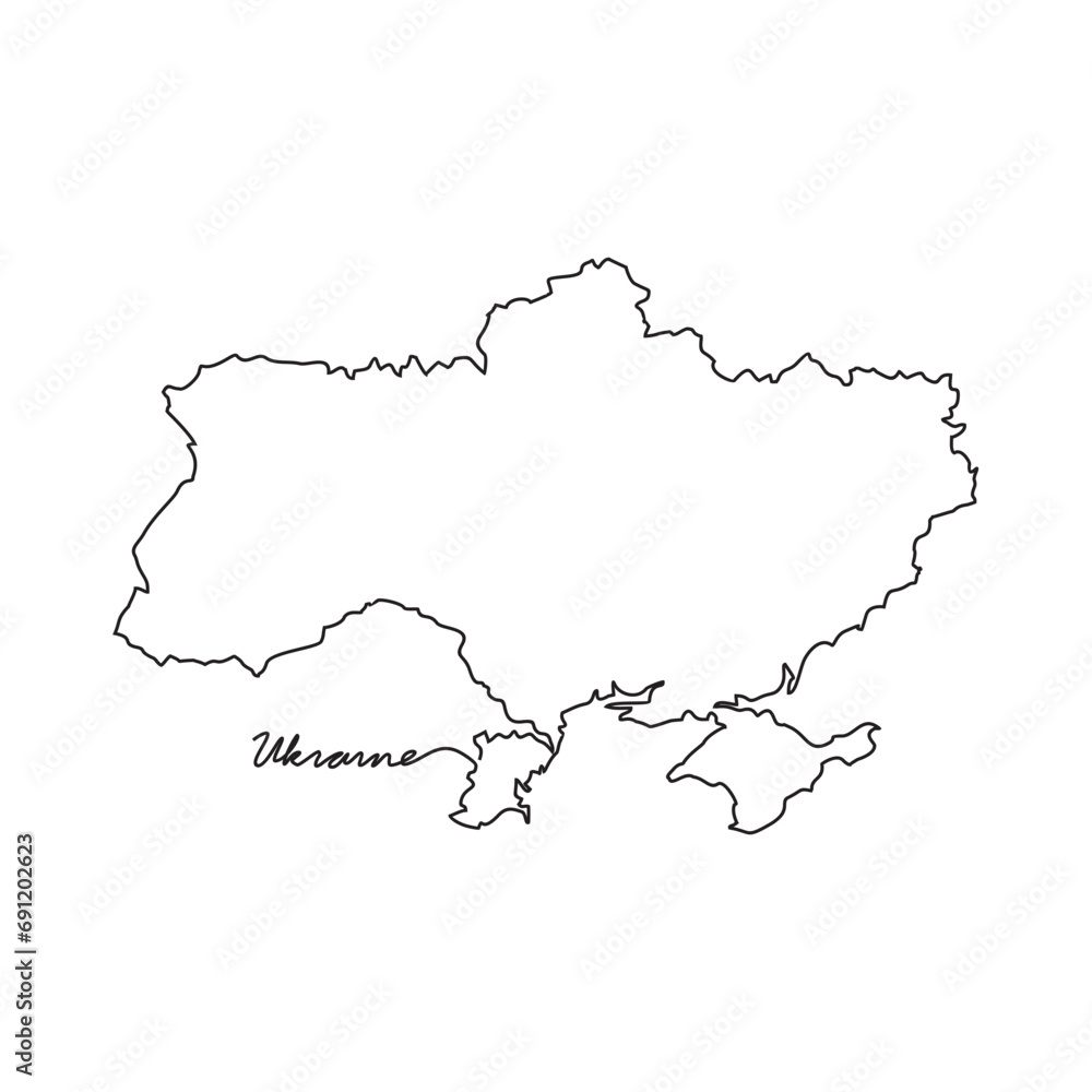 One continuous line drawing of country Map for Ukraine vector illustration. Country map illustration simple linear style vector concept. Country territorial area and suitable for your asset design.