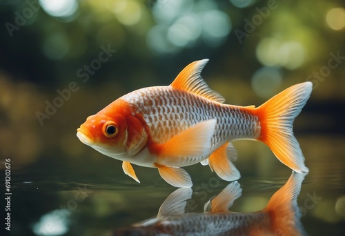 Against the stream - opposite concept - leader goldfish © ArtisticLens