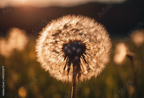 Dandelion In Field At Sunset - Freedom to Wish