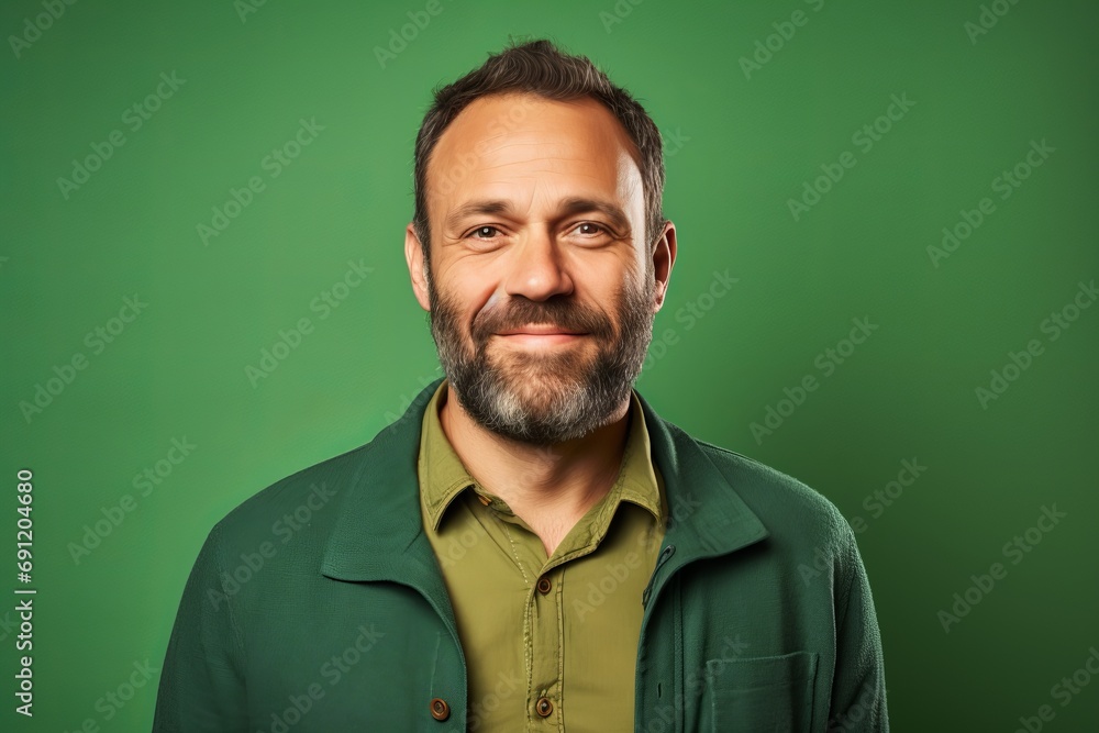 Portrait of a man with a beard on a green background. Portrait of a man with a beard on a green background.