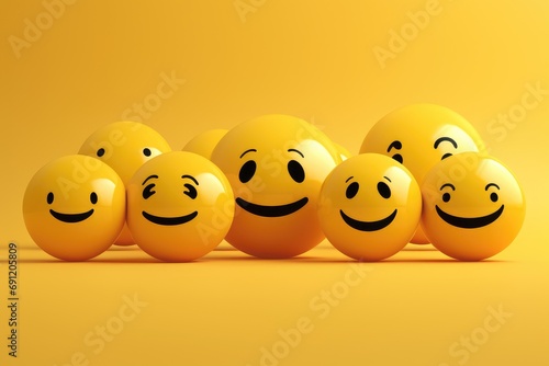 Smiling yellow golden happy face Smiley Laugher, friendly happy smile satisfied client review experience, customer success, client service good positive feedback, stakeholder shareholder management  photo