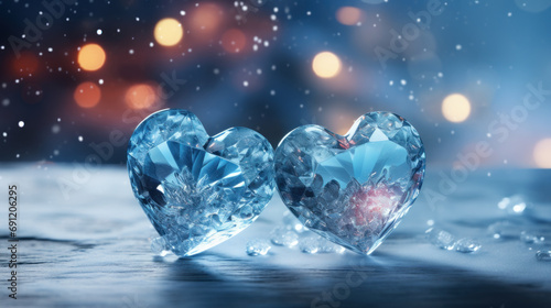 Fine cut clear glittering gemstones in shape of heart
