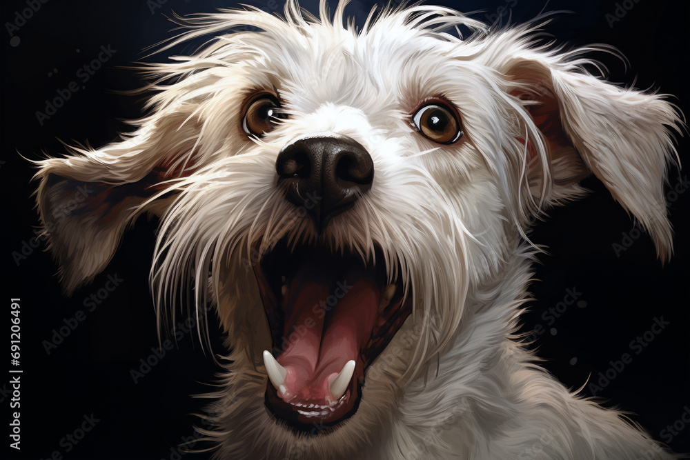 dog is talking and showing his mouth open, happy dog is talking and showing his mouth open, happy
