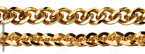 Golden chain border. Seamless luxury chains of different shapes, realistic gold jewelry links, metal golden elements repeating pattern metallic frame set. Generative AI © MDNANNU