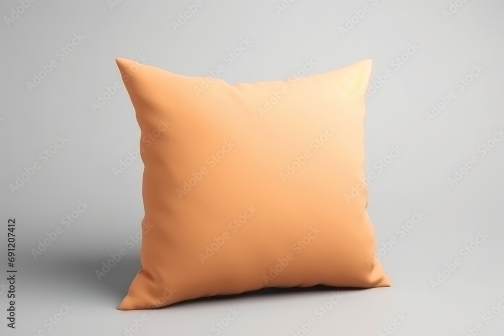 An orange pillow on a gray background, peach fuzz, trendy color of the year 2024. An orange pillow on a gray background, peach fuzz, trendy color of the year 2024.
