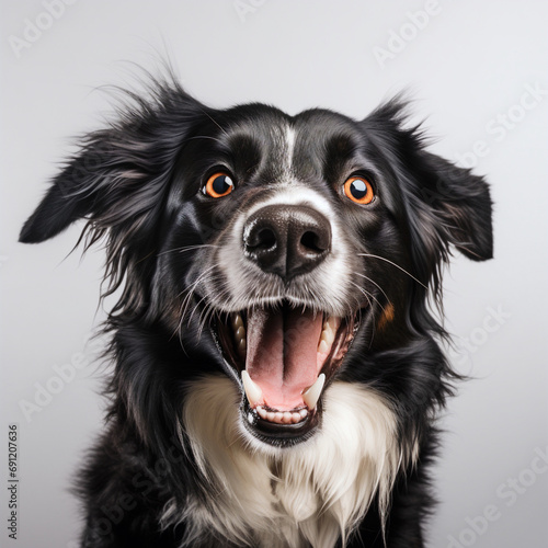 dog is grinning and his mouth is open