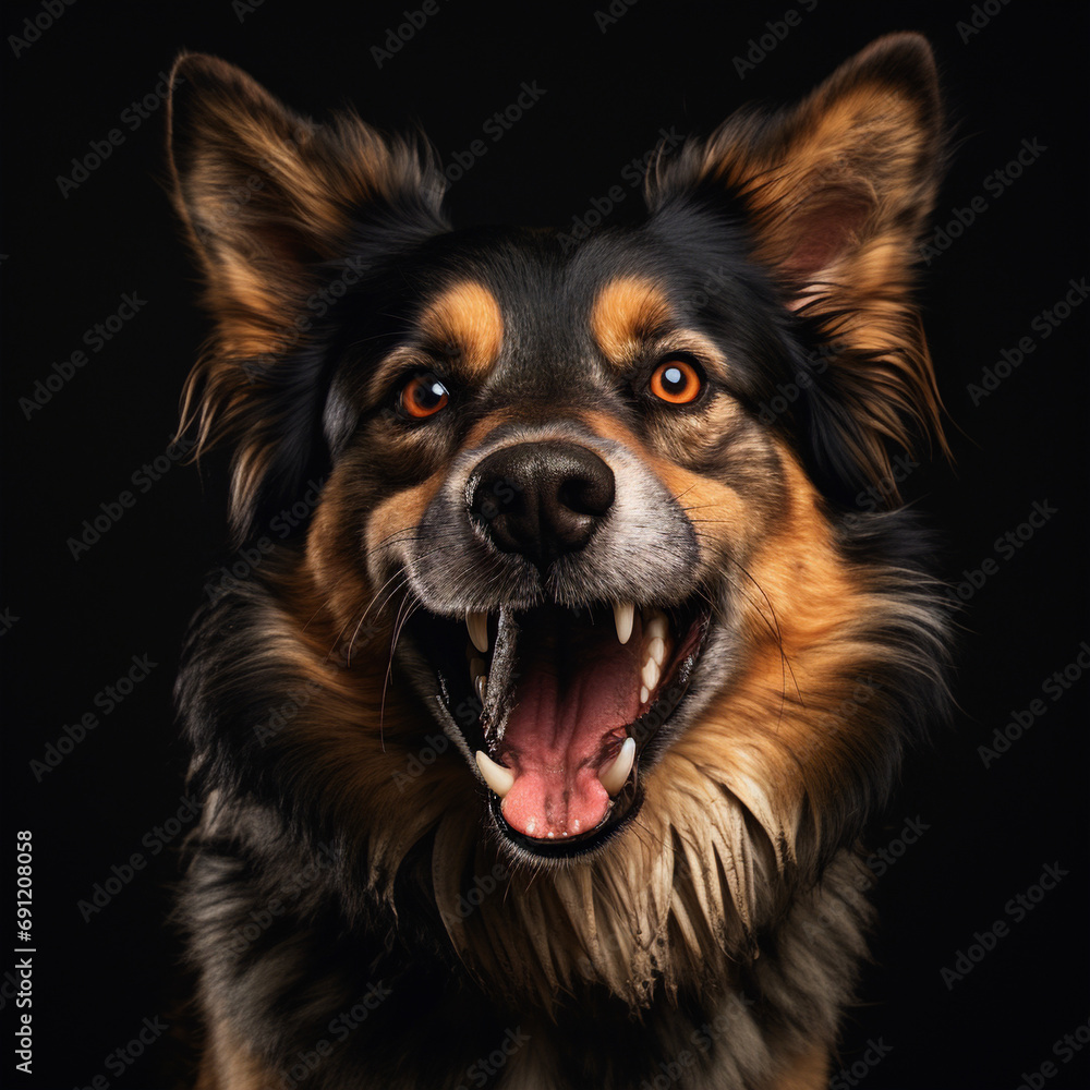 dog is grinning and his mouth is open dog is grinning and his mouth is open