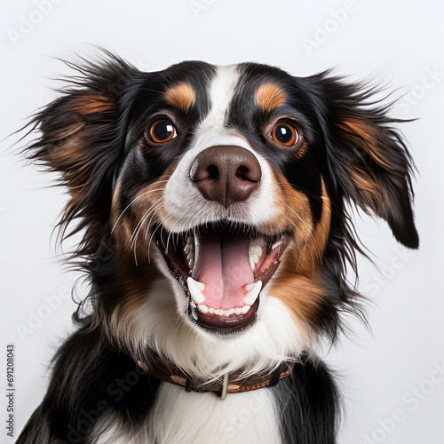 dog is grinning and his mouth is open