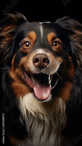 brown and white dog smiling with it's tongue out © Elements Design