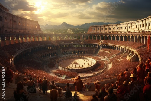Fotobehang if the Roman colosseum were built today as a sports arena