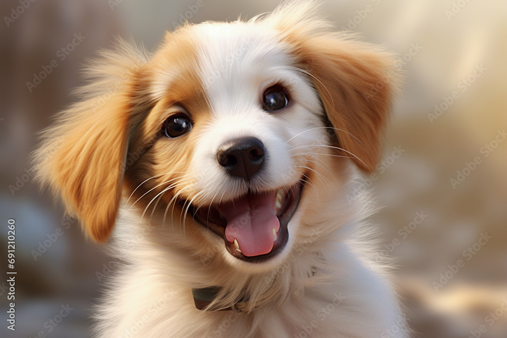 cachorro feliz com a boca aberta rindo em um fundo branco cachorro feliz com a boca aberta rindo em um fundo branco