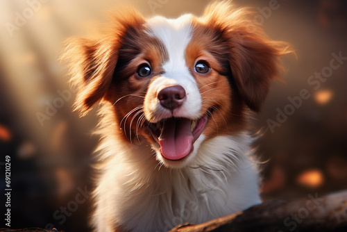 cachorro feliz com a boca aberta rindo em um fundo branco © Elements Design