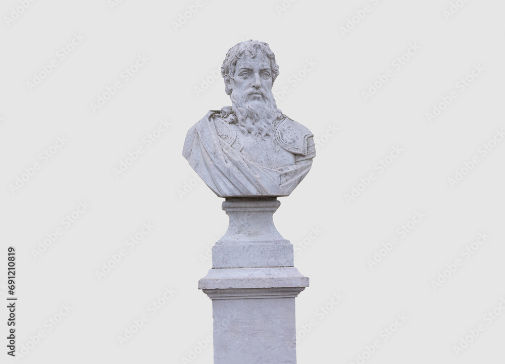 Obraz premium Antique stone statue, bust Stone on pedestal