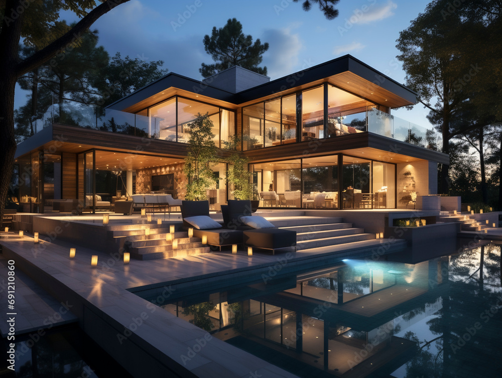modern high-quality multi-family apartments in a modern architectural style, AI generated modern high-quality multi-family apartments in a modern architectural style, AI generated