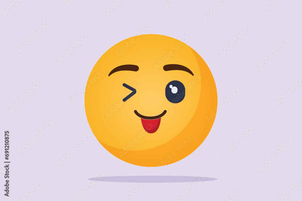 Fototapeta premium Facial expressions concept. Emoji character. Colored flat vector illustration isolated. 
