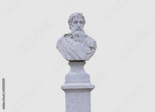 Antique stone statue, bust Stone on pedestal (ID: 691210819)