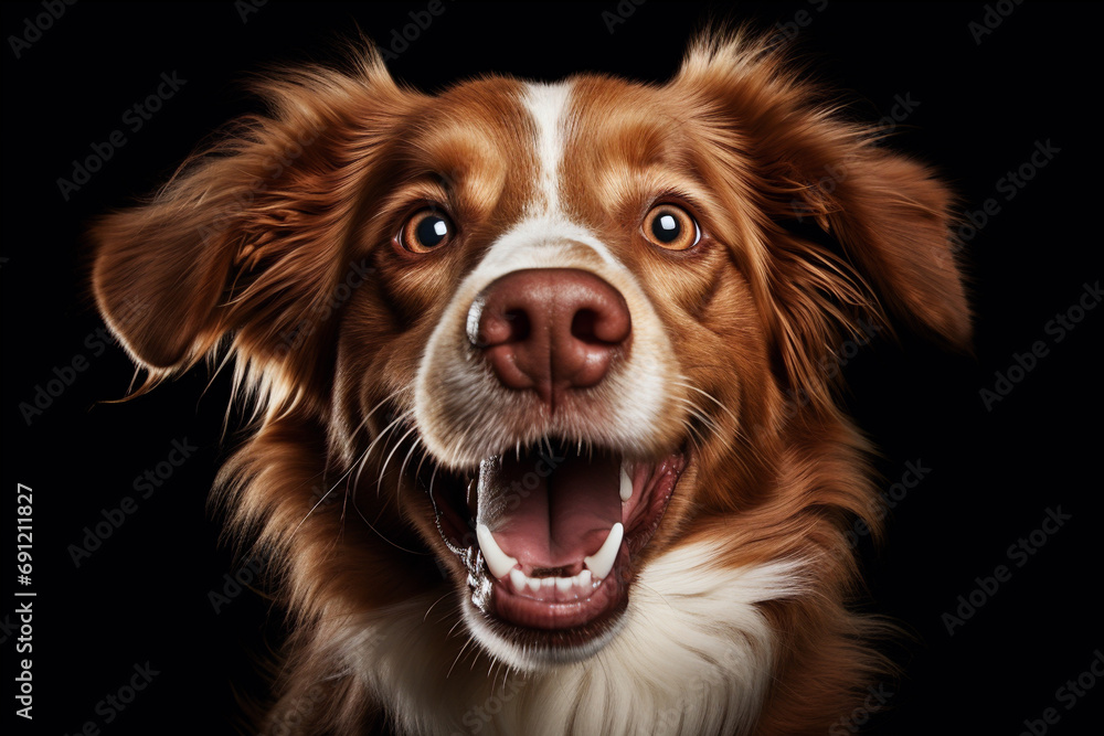 adorable happy brown and white dog, isolated adorable happy brown and white dog, isolated