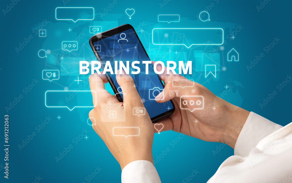 Hand using smartphone with social media concept Hand using smartphone with social media concept