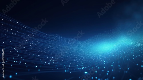 form of speed of light, point of light. Distributed register technology, background made of lines, circles and particles. Block chain network. Digital graphics photo