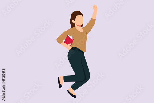 Happy jumping concept. Colored flat vector illustration isolated.