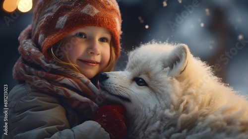 the child with a snow fox