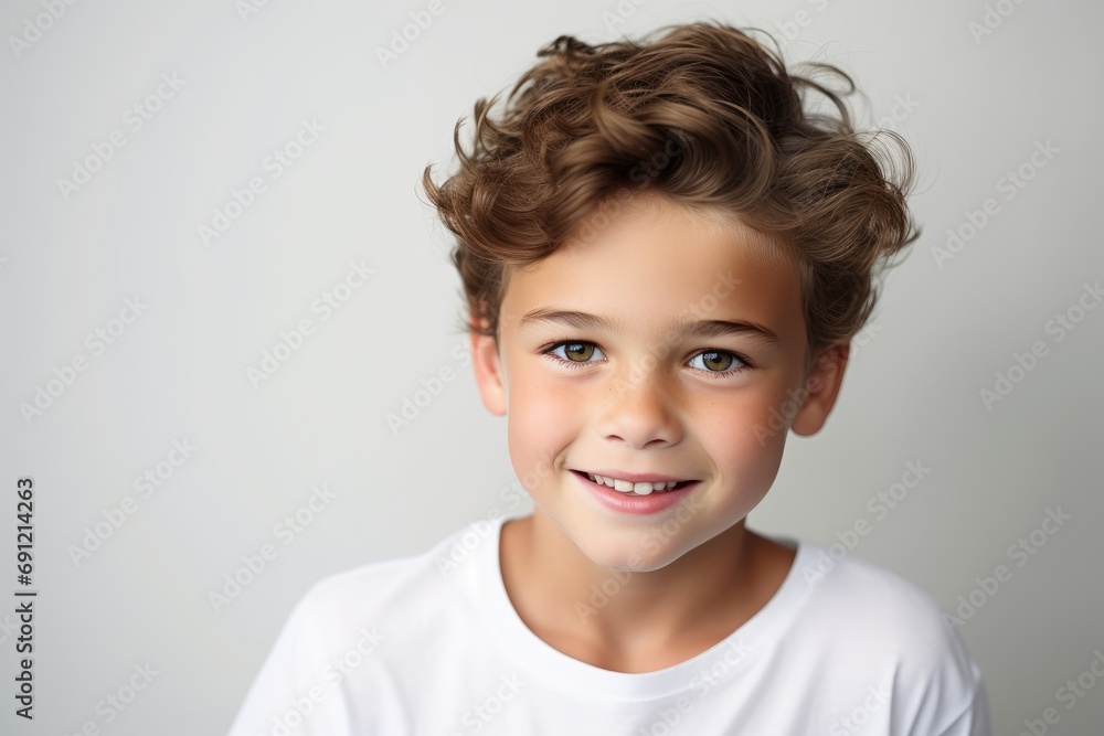 Portrait of a cute little boy with curly hair. Studio shot. Portrait of a cute little boy with curly hair. Studio shot.
