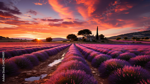 lavender field during sunrise
