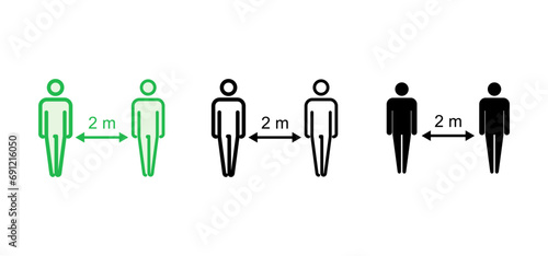 Social distance icon set. social distancing icon. self quarantine sign