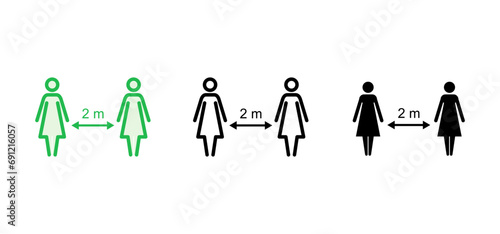 Social distancing icon set. social distance icon. self quarantine sign