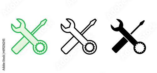 Repair tools icon set. tool icon vector. setting icon vector. Wrench and screwdriver. support, Service