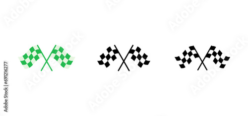 Racing flag icon set. race flag icon.Checkered racing flag icon photo