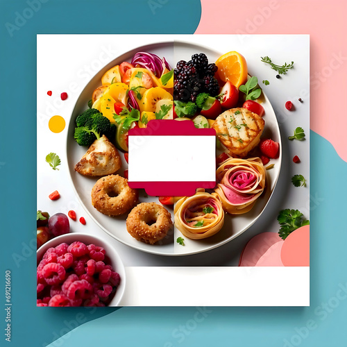 Delicious food social media post banner template ai generated