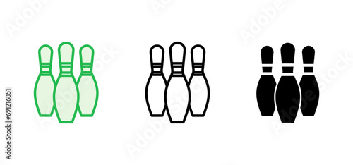 Bowling icon set. bowling ball and pin icon. bowling pins