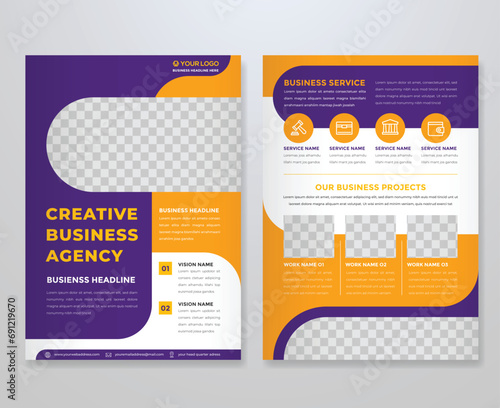 double sides flyer template design with modern style and abstract background use for business
