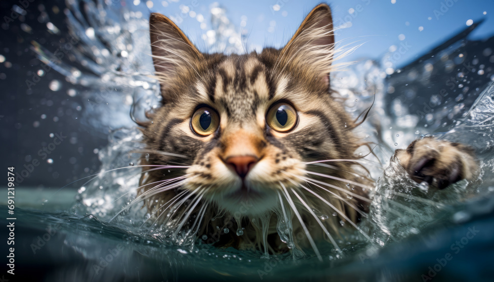 cat in the water cat in the water