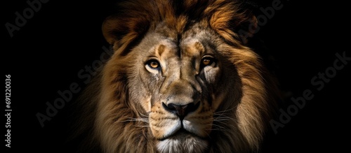 portrait of a lion s head that looks scary