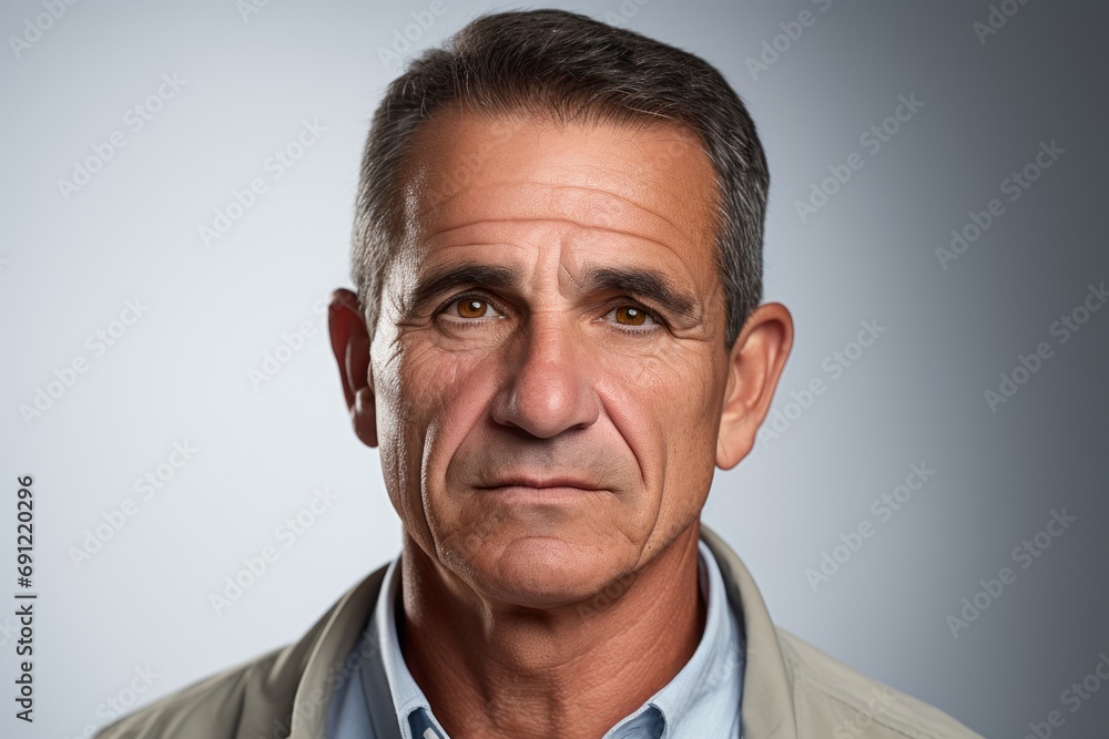 Portrait of a senior man looking at camera on grey background. Portrait of a senior man looking at camera on grey background.