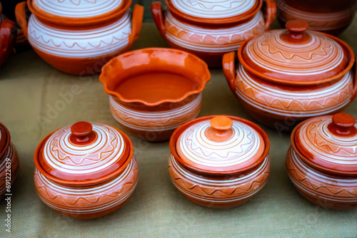 handmade ethnic clay jar dishes