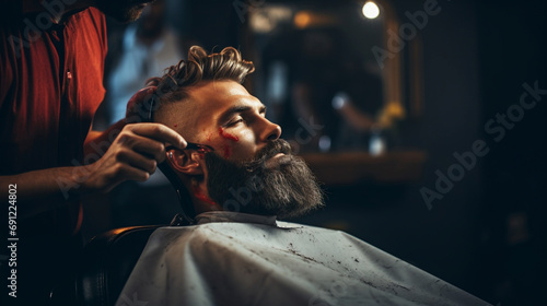 portrait of a barber man, serious, stylish man