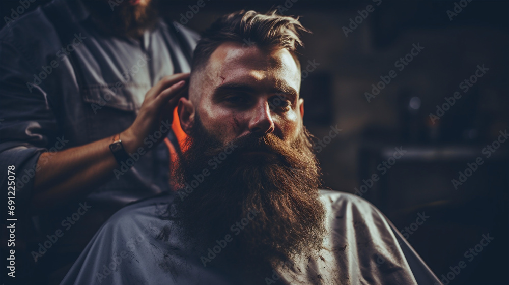 portrait of a barber man, serious, stylish man portrait of a barber man, serious, stylish man