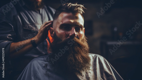 portrait of a barber man, serious, stylish man