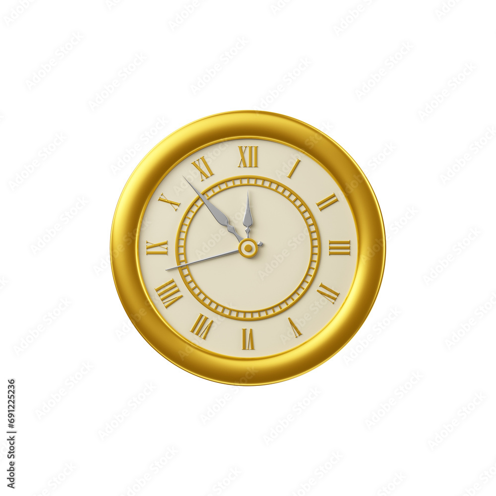 Relógio dourado antigo elemento 3d de ano novo Relógio dourado antigo elemento 3d de ano novo