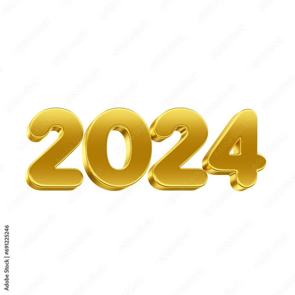 Texto dourado 3d feliz ano novo 2024 Texto dourado 3d feliz ano novo 2024
