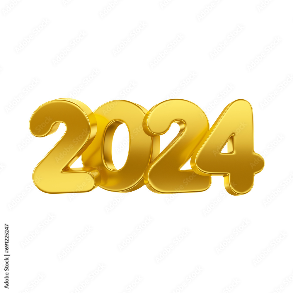Texto dourado 3d feliz ano novo 2024 Texto dourado 3d feliz ano novo 2024