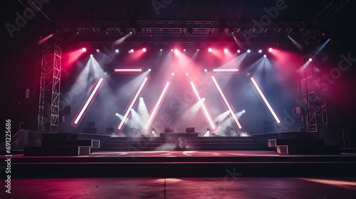 empty stage festival stage podium scene, online virtual concert background, Generative AI photo